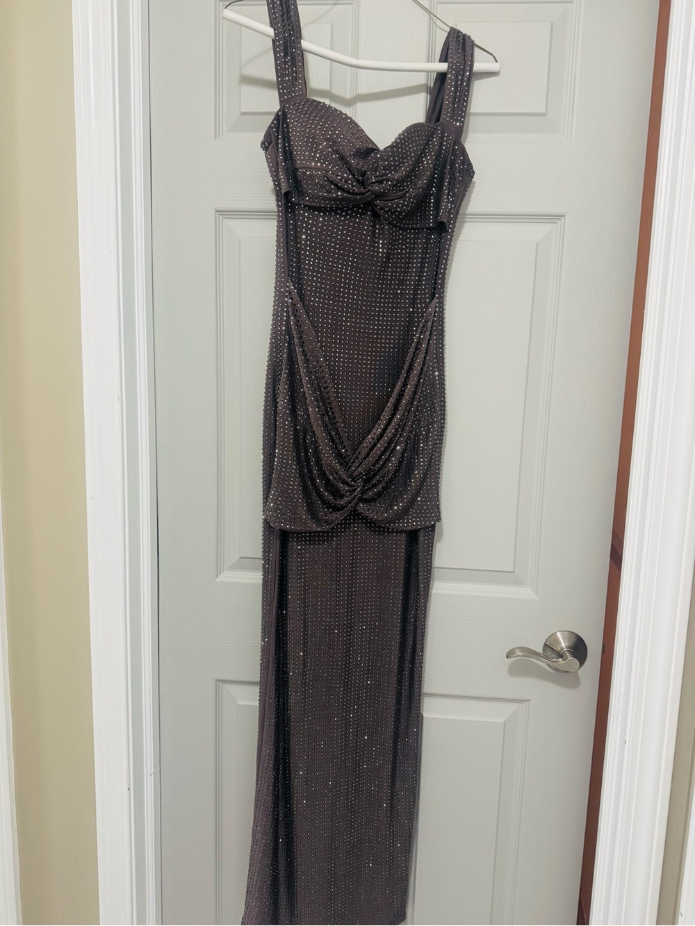 Fashion Nova Gunmetal Sparkle Maxi Dress